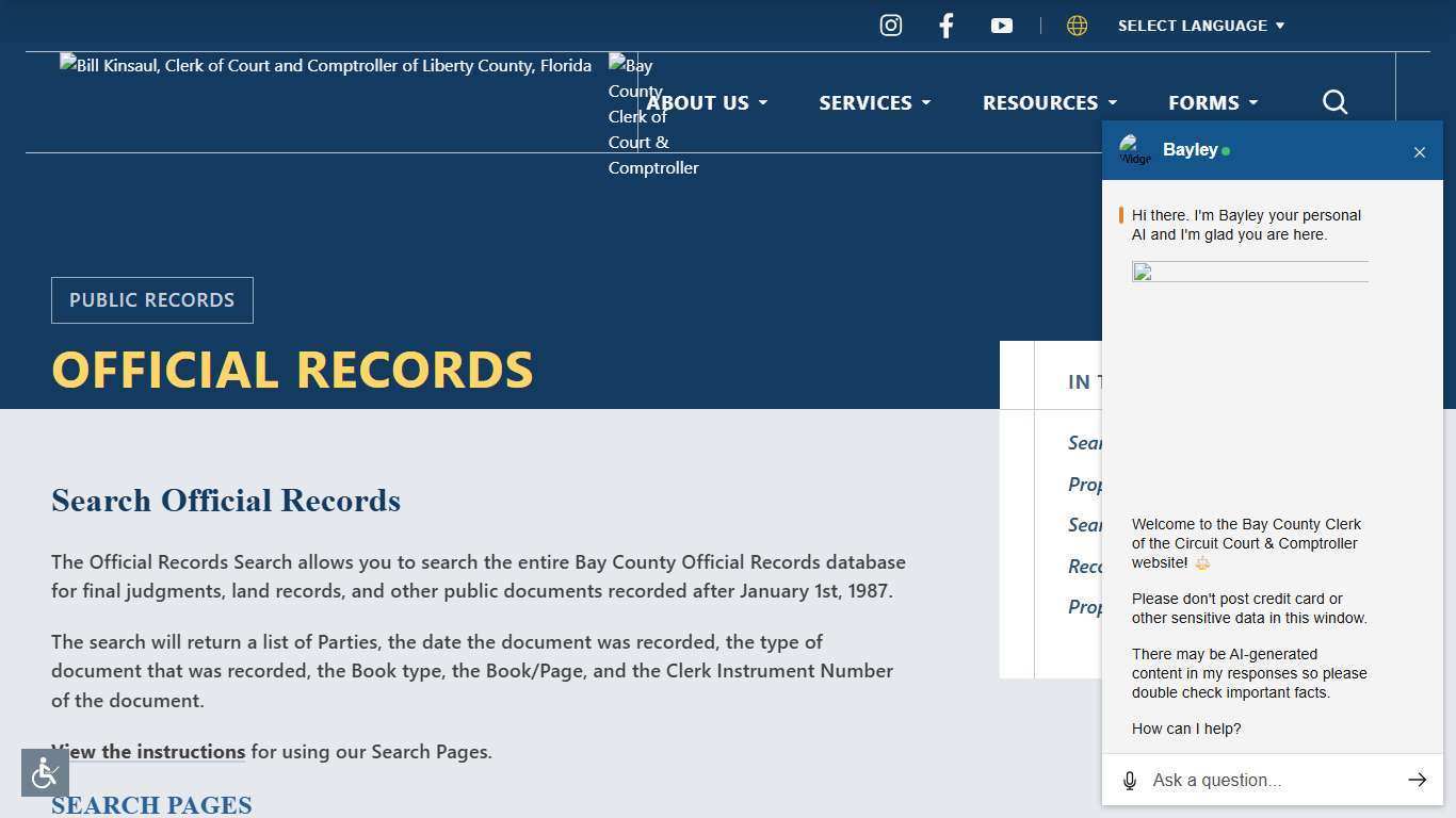 Search Official Records | Bay County Clerk of Court & Comptroller