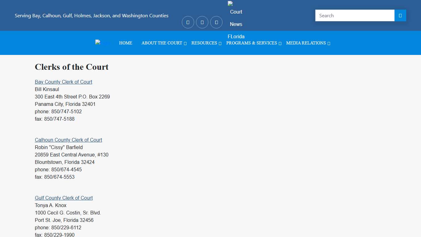 Clerks of the Court | Fourteenth Judicial Circuit