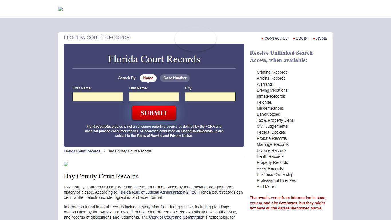 Bay County Court Records | FloridaCourtRecords.us